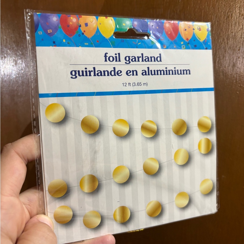 [FIVE PKGS] Gold Foil Garland 12ft String - BNIP